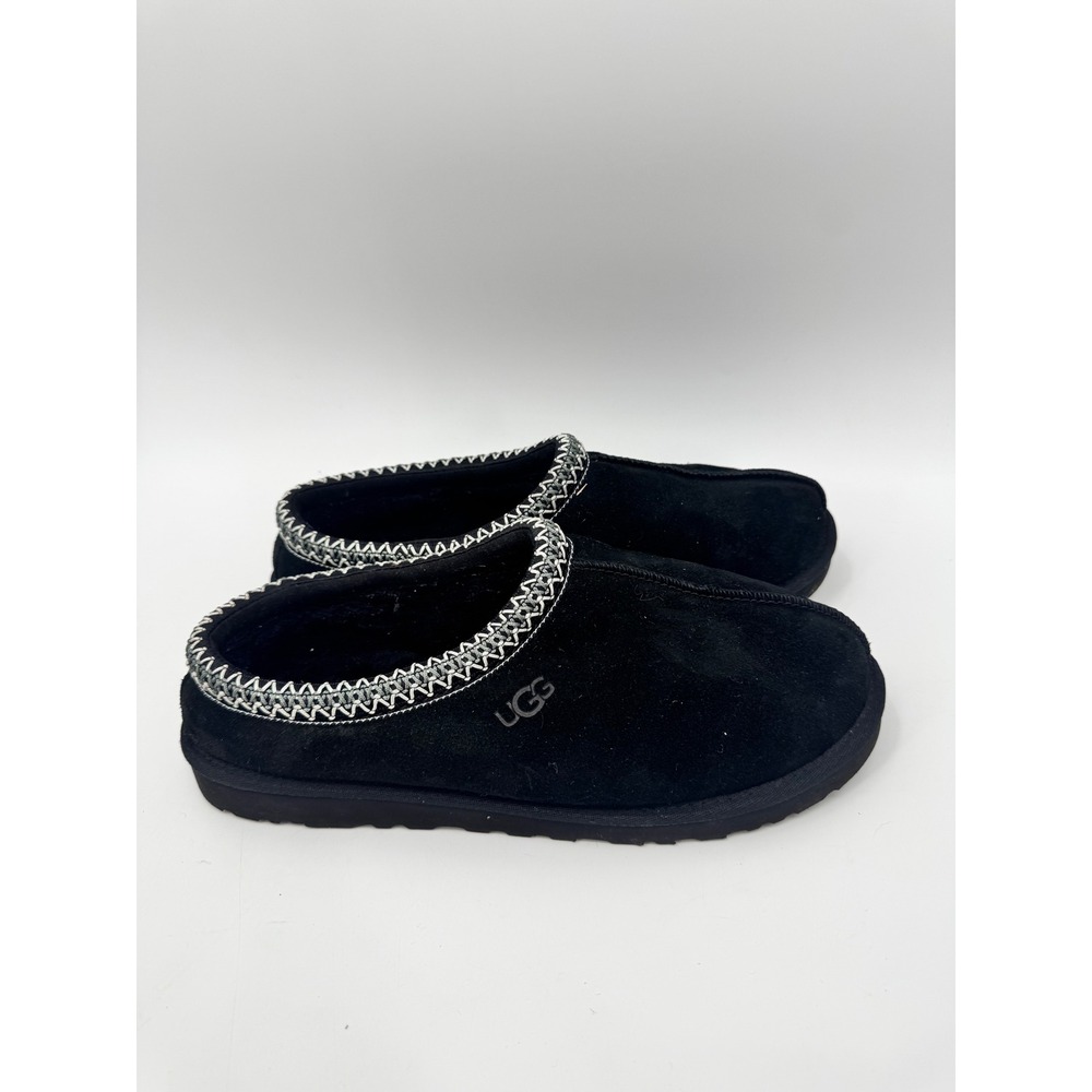 Ugg Tasman Slipper Men 11 Black Suede Shearling Embroidered Braid